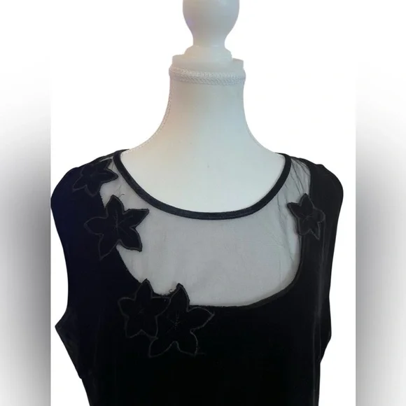 2000s Y2K Witchy Blouse Black Velvet Fairy Grunge Slinky 1X Whimsigoth Victorian - Picture 9 of 11